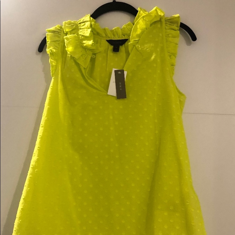 Jcrew Neon Green Ruffle Top
